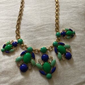 Navy and green statement necklace